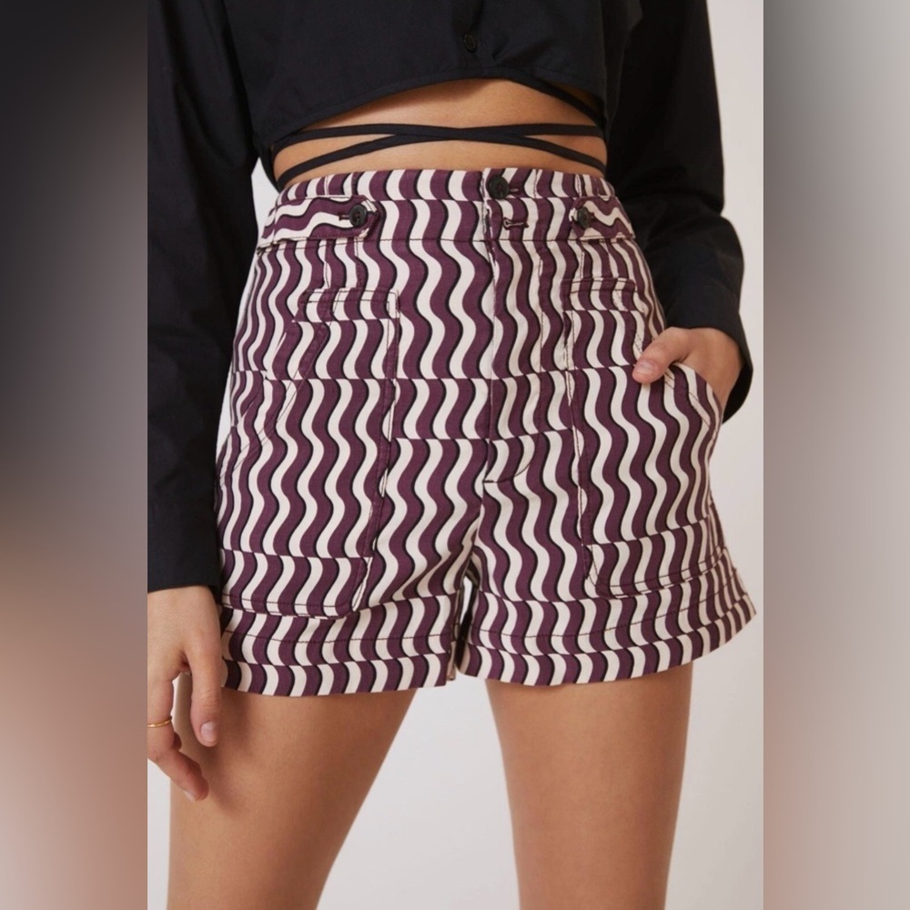 Anthropologie Maeve Wavy High-Rise A-Line Shorts Size 12